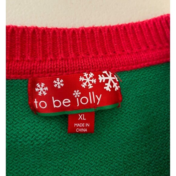 Santa Elf Christmas Sweater Green Red Striped Sleeves Fun Design XL - Picture 4 of 10